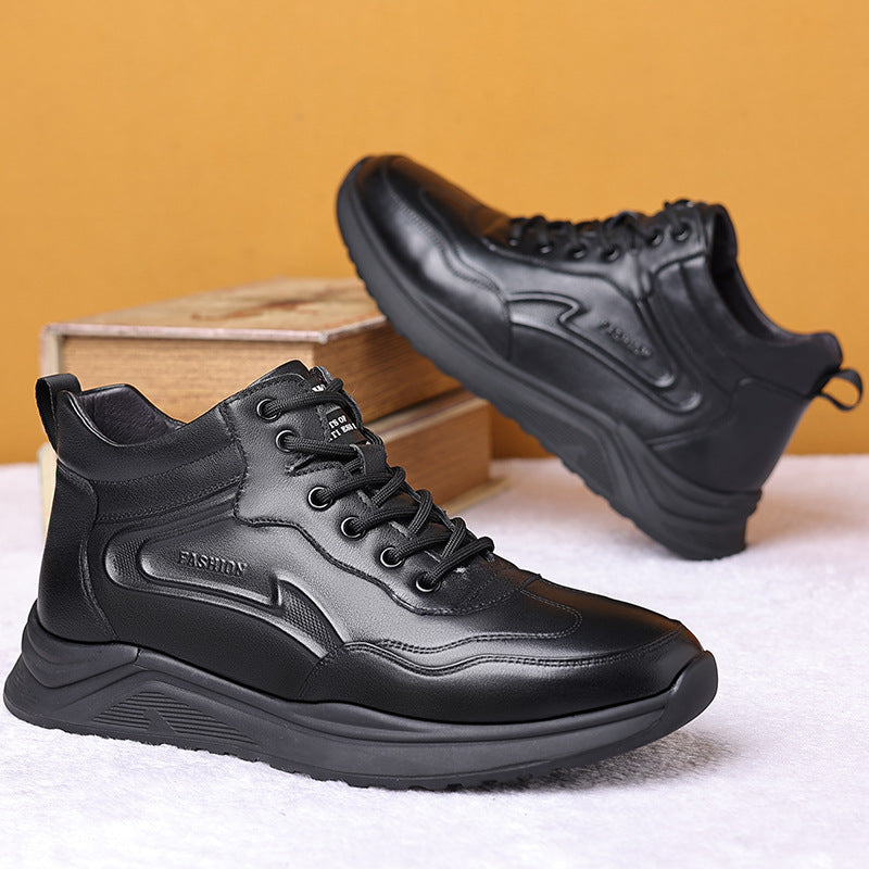 Men's Cotton Winter Genuine Fashion Fleece-lined Thick Men's Shoes