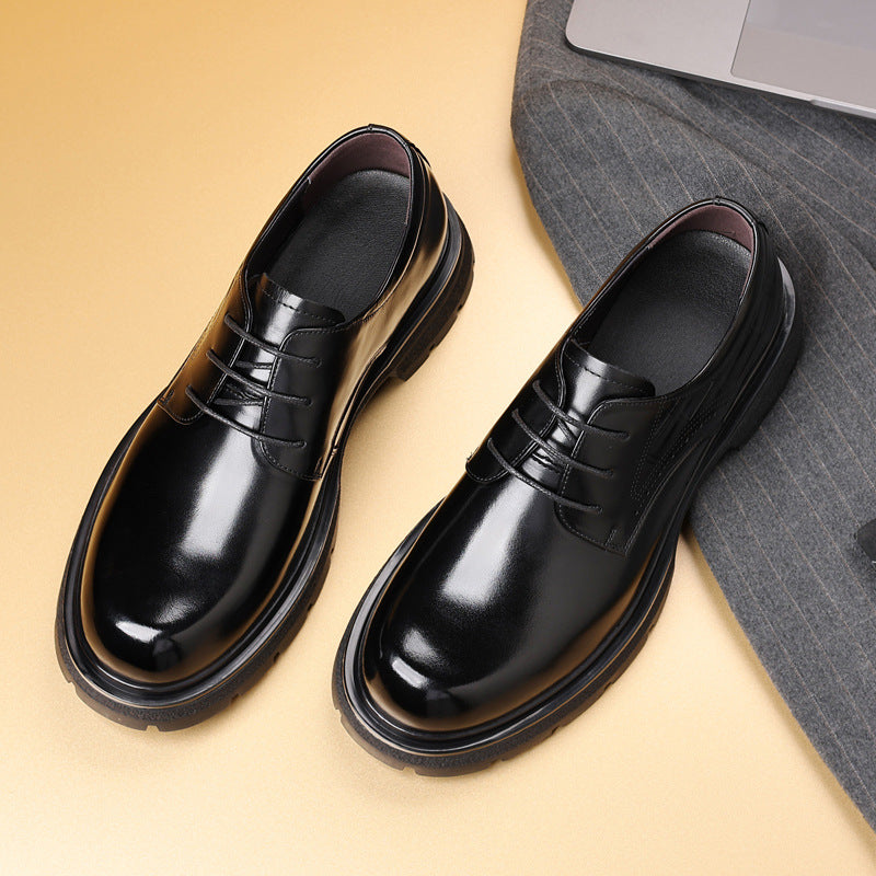 Men's Commuter Thick-soled First Layer Cowhide High-grade Leather Shoes