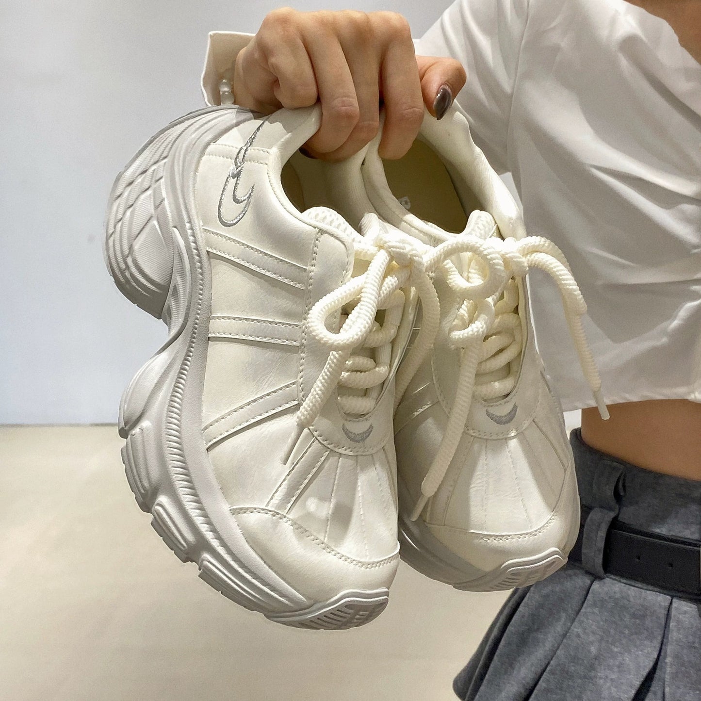Color Thick Bottom Small Height Increasing Early Sneakers