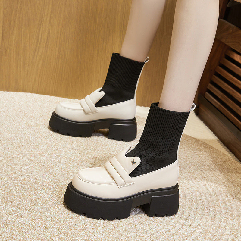 Women's Platform Spring Elastic Socks Slip-on Chunky Loafers