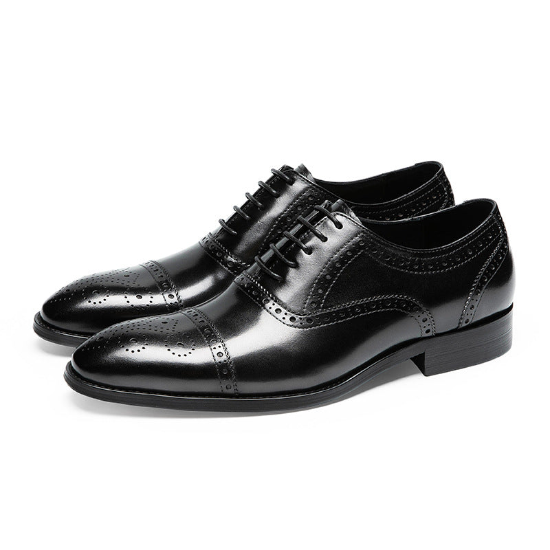 Men's Shipped Within Hours Brogue Cowhide Business Leather Shoes