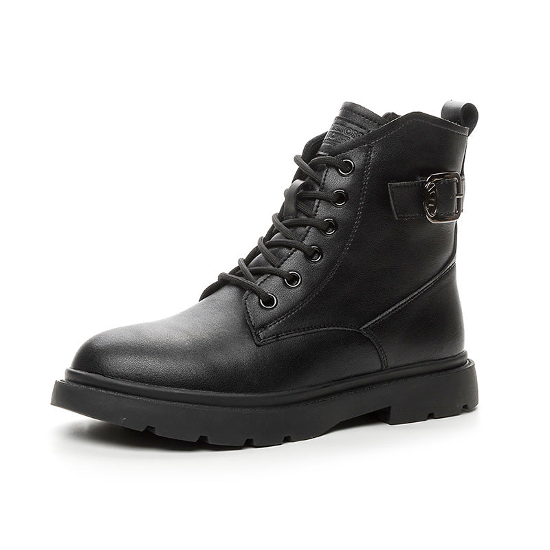 Women's Buckle Martin For Suede To Flat Boots