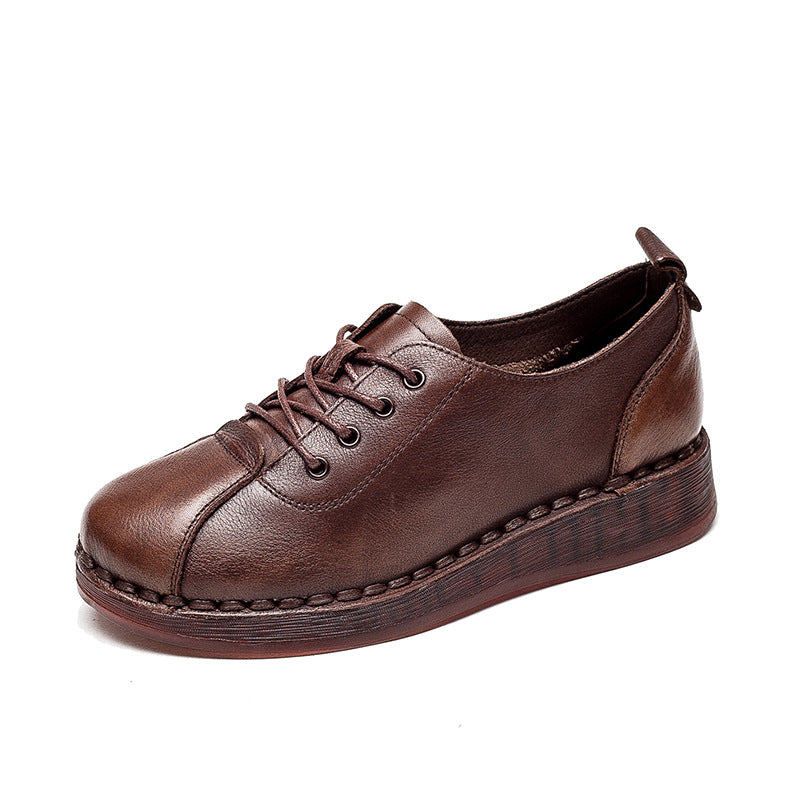 Women's High-cut Retro Lace Up Brushed Pumps Casual Shoes