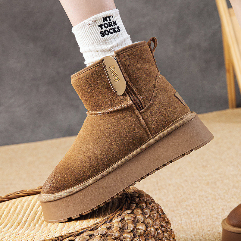 Women's Genuine Height Increasing Insole High Small Snow Boots