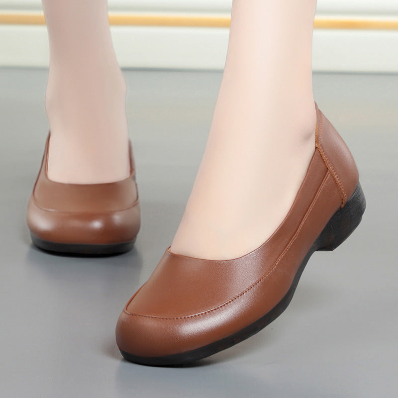 Women's Pumps Genuine Tendon Bottom Soft Comfortable Flat Leather Shoes