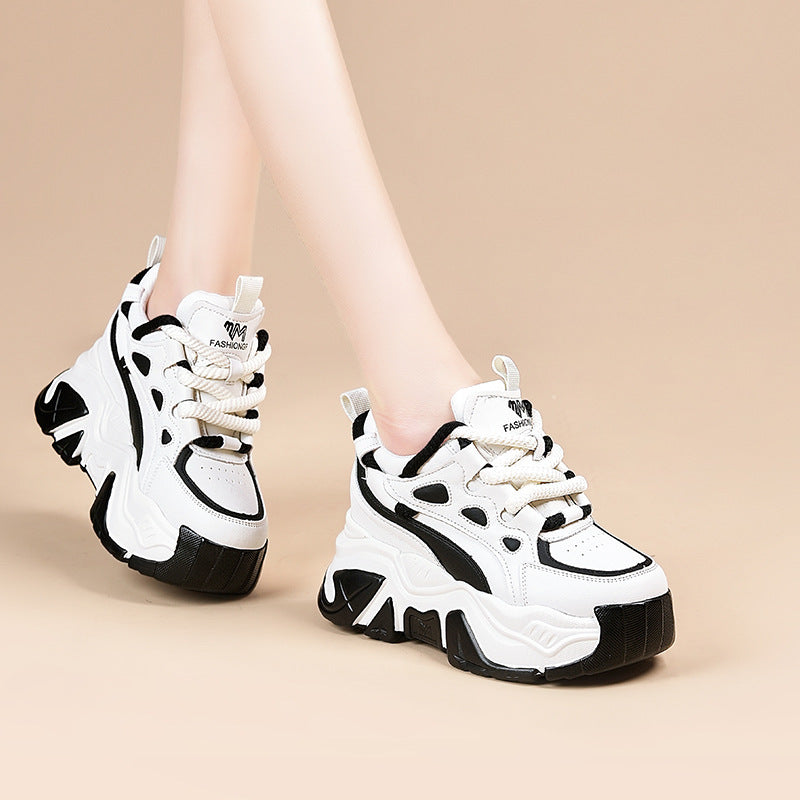 Women's Bottom Heightened Daddy Color Matching Small Fleece-lined Women's Sports Shoes