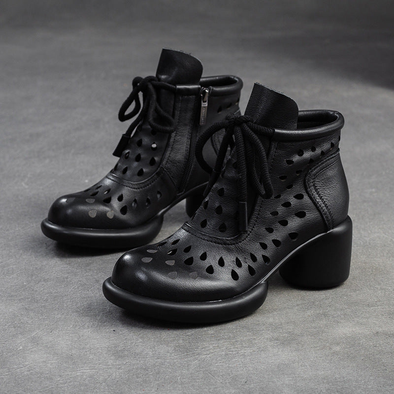 Women's & Men's Side Zipper Top Layer Cowhide Retro Men's Shoes