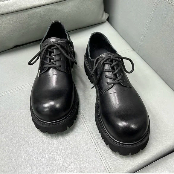 Women's & Men's Black Big Head Derby Thick Sole Women's Shoes
