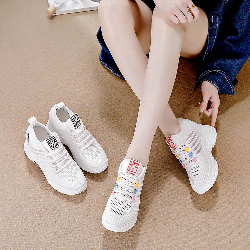Women's Platform Height Increasing Insole White Mesh Men's Shoes