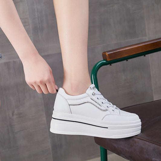 Women's White Small Versatile Korean Style Slimming Casual Shoes