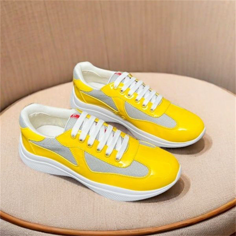 Men's P Home Shiny Patent Fashion Exercise Board Breathable White Men's Casual Shoes