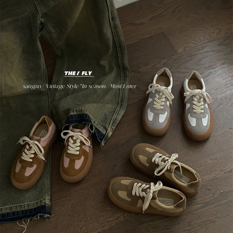 Women's German Training Large Collection Three Bars Cowhide Stitching Leisure Casual Shoes