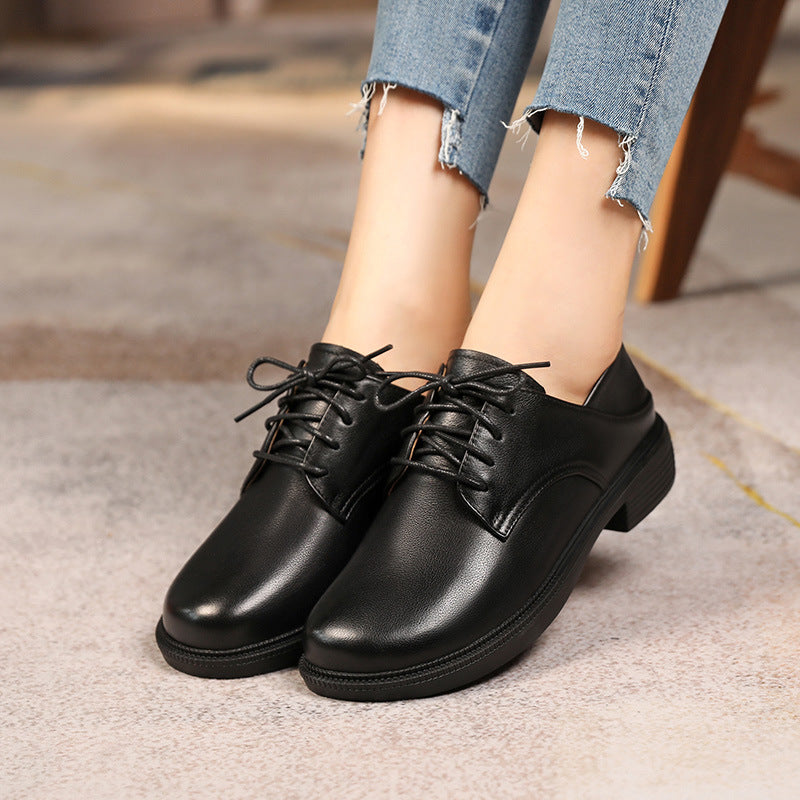 Women's Flat Soft British Style Brown Mid Women's Shoes