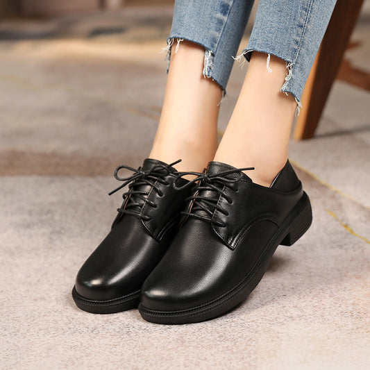 Women's Flat Soft British Style Brown Mid Women's Shoes