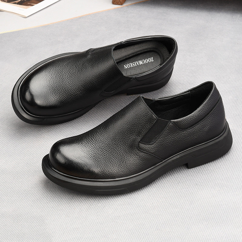 Men's Slip-on Breathable Black Business Genuine Slip Casual Shoes