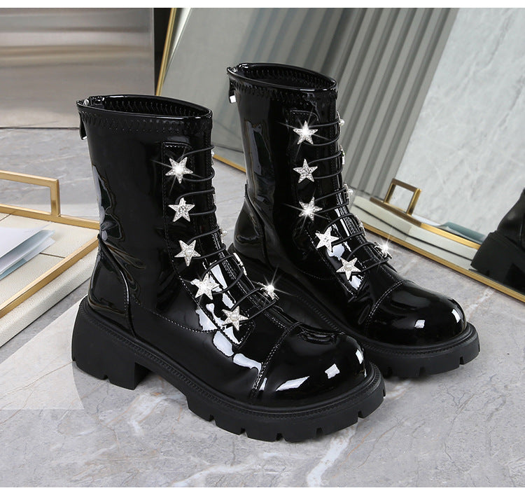Size Sweet Cool Black Platform High Boots
