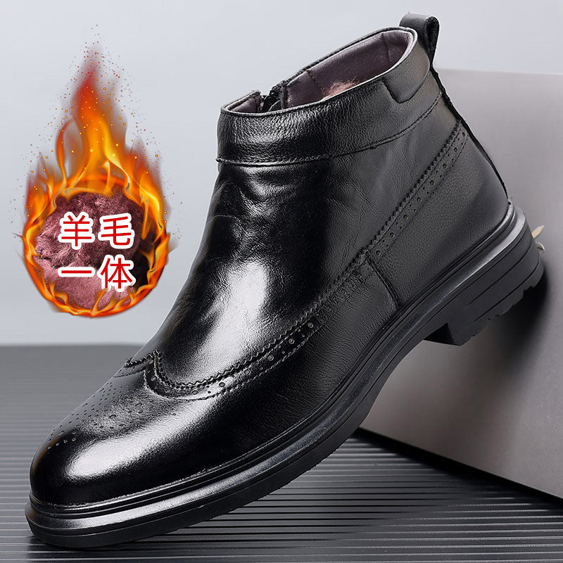 Men's Winter Genuine Cotton Business Wool Warm Men's Shoes