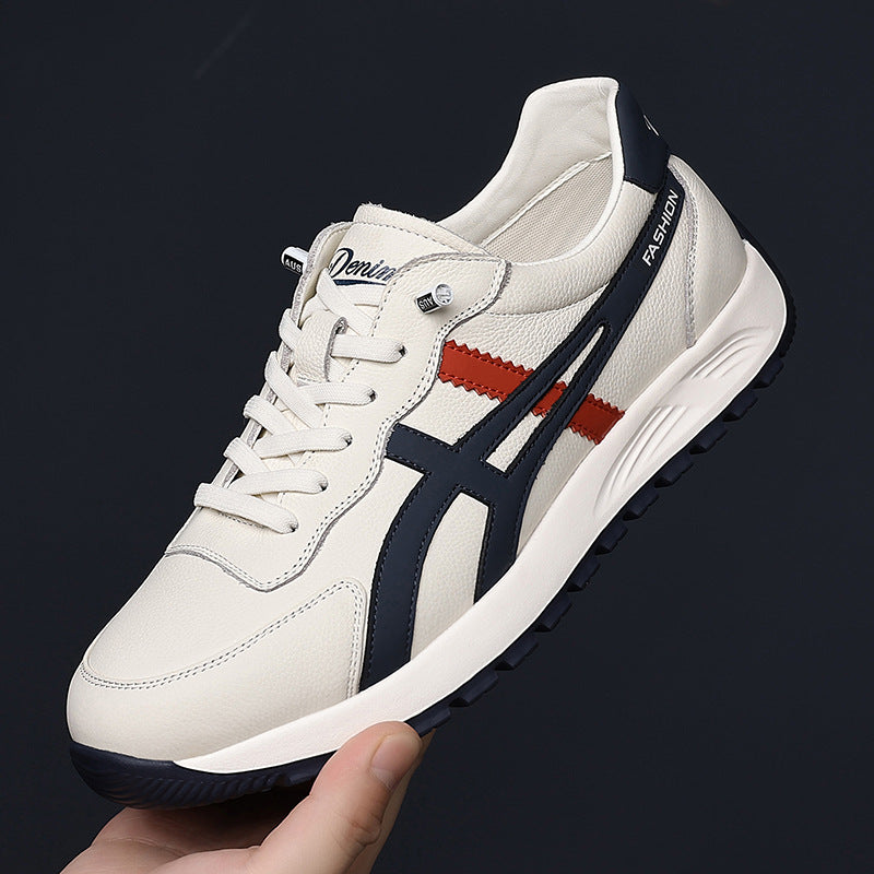 Men's Top Layer Cowhide Round Head Ultra Light Stylish Fashion Men's Casual Shoes