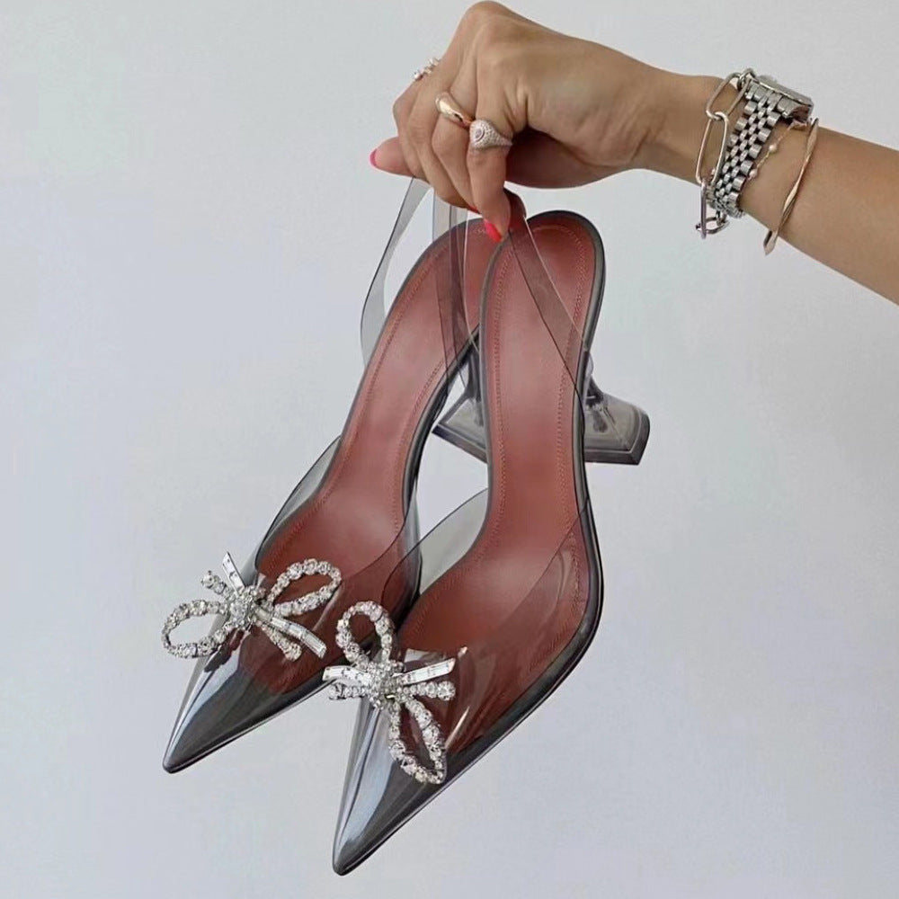 Pointed Transparent Cool Summer Butterfly Rhinestone Heels