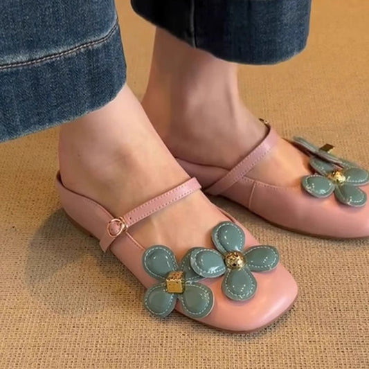 Women's Version Contrast Color Flower Buckle Pump Slippers