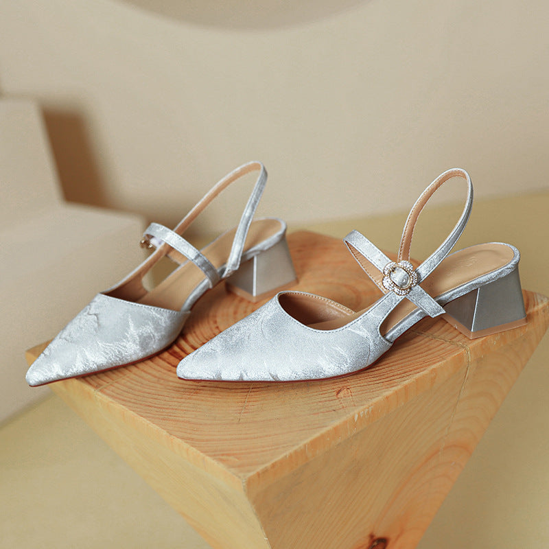 Women's Closed Toe Chunky Summer French Style Heels