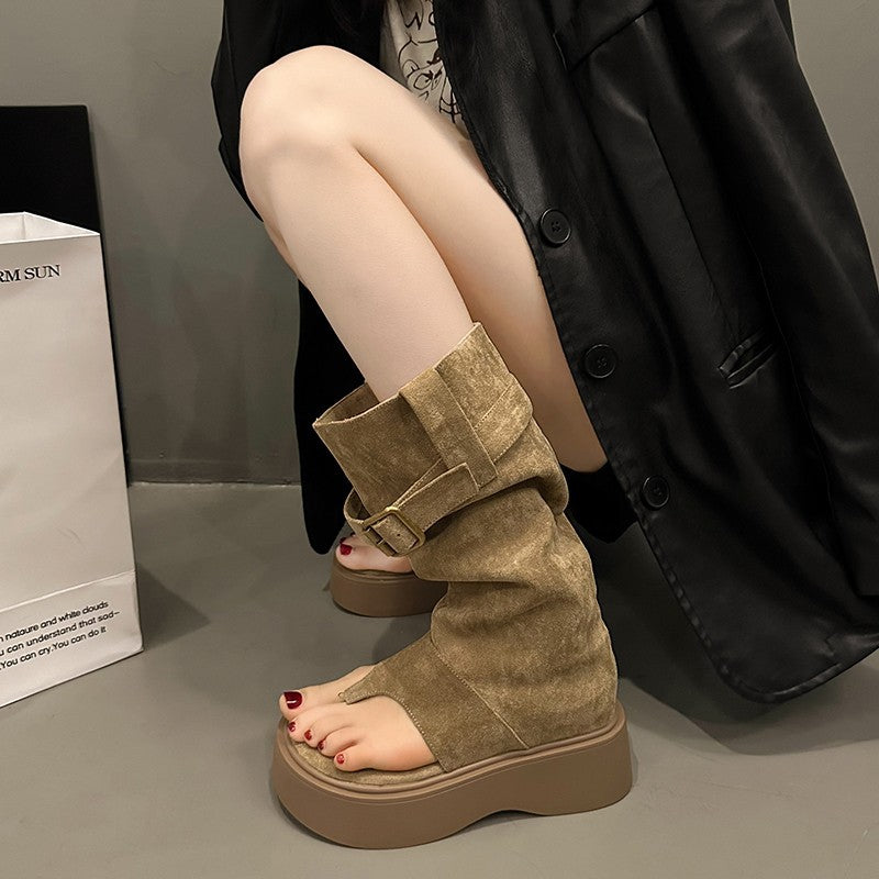 Thick-soled Flip-flops Summer Height Increasing Tube Sandals