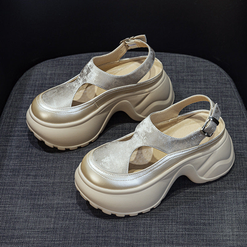 Women's Small Thick Bottom Toe Cap Roman Sandals
