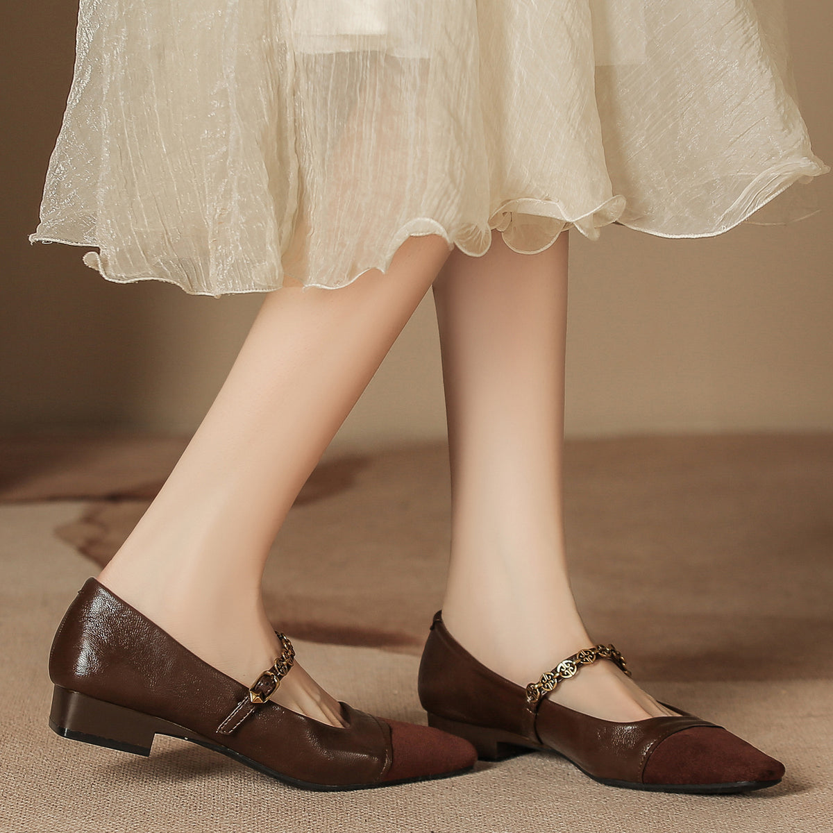Women's Mary Jane Summer Niche Color Matching Slip-on Heels