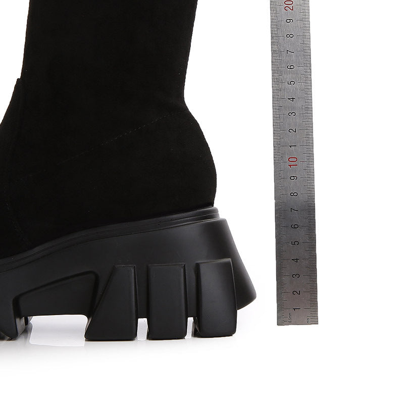 Winter Fleece-lined Platform High Elastic Slimming Frye Plus Boots