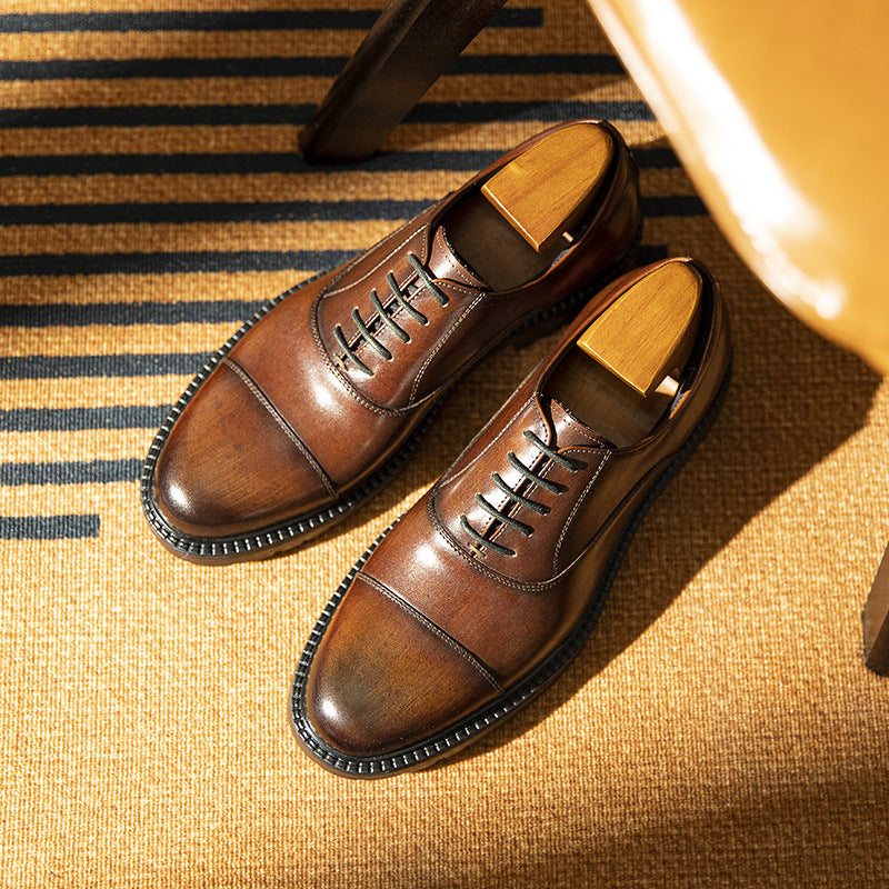 Men's Within Hours Business Formal Wear Thick Bottom Three Leather Shoes