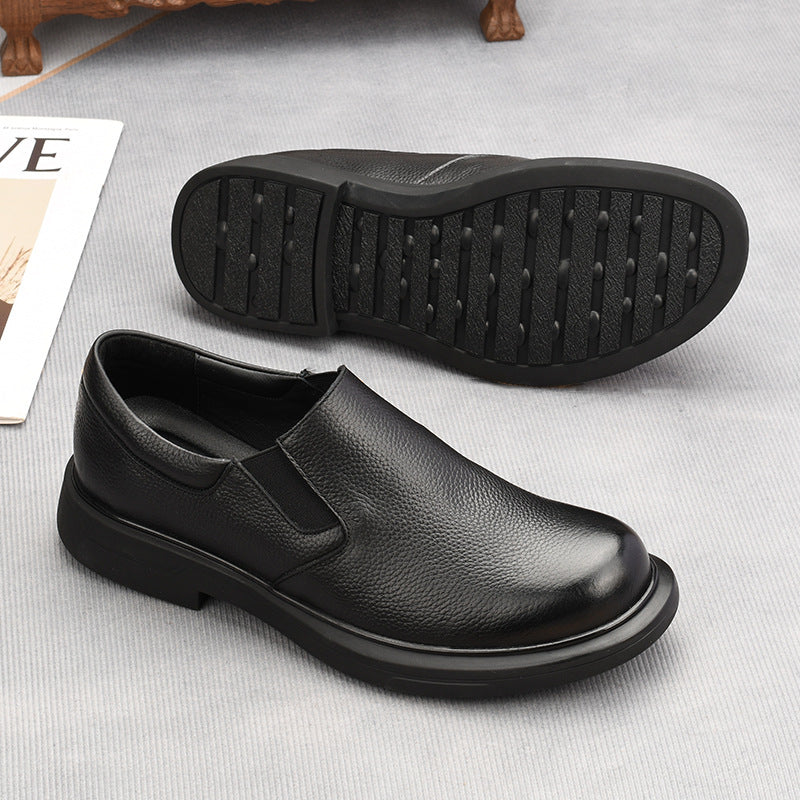 Men's Slip-on Breathable Black Business Genuine Slip Casual Shoes