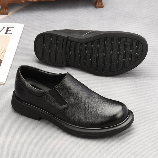 Men's Slip-on Breathable Black Business Genuine Slip Casual Shoes