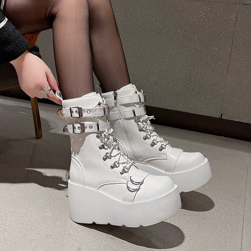 Women's Thick-soled Muffin Short Autumn Height Increasing Punk Martin Boots