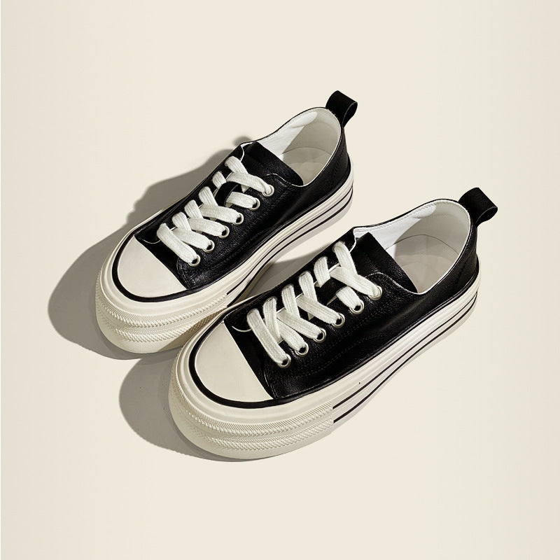Women's Platform White Round Toe Increased Sports Skate Tide Casual Shoes