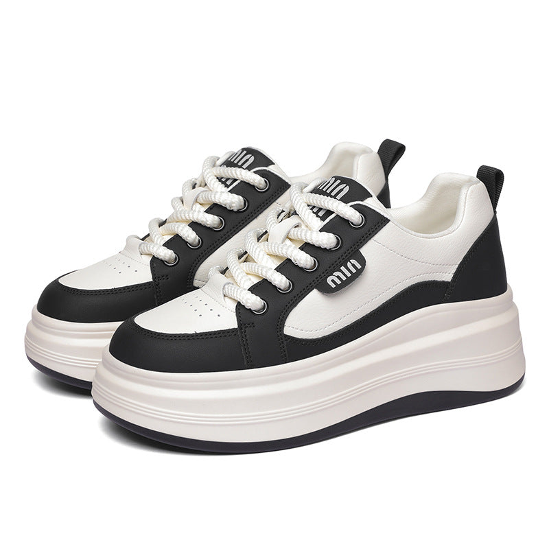 Women's White Dad Flat Platform Sports Sneakers