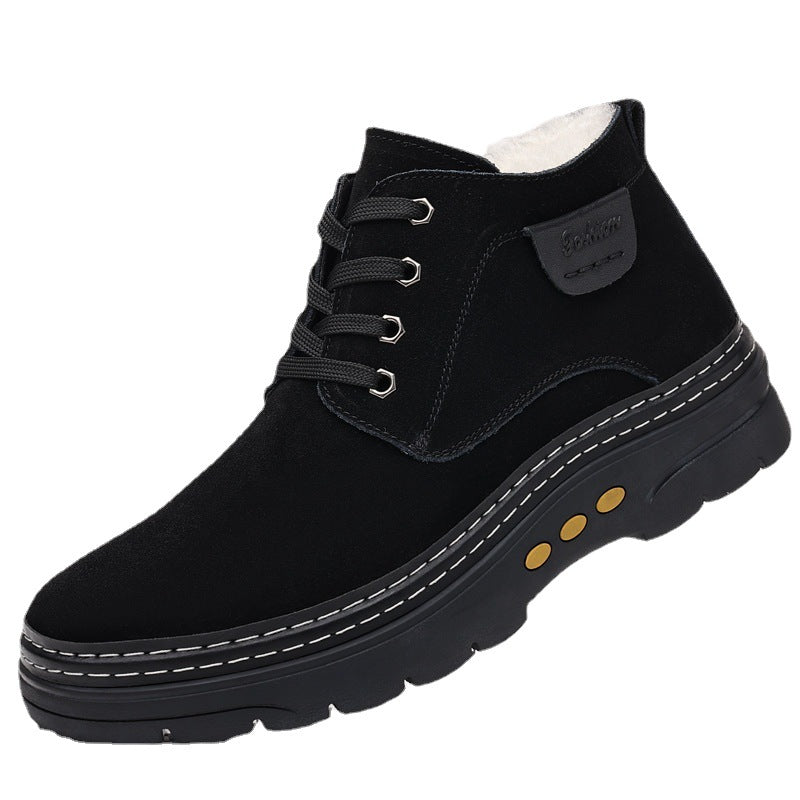 Men's Wool Fur Integrated Warm Leisure Ankle Men's Shoes