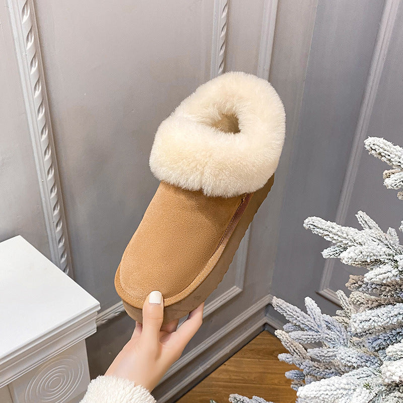 Lining Sheepskin Fur Integrated Thick Bottom Snow Boots