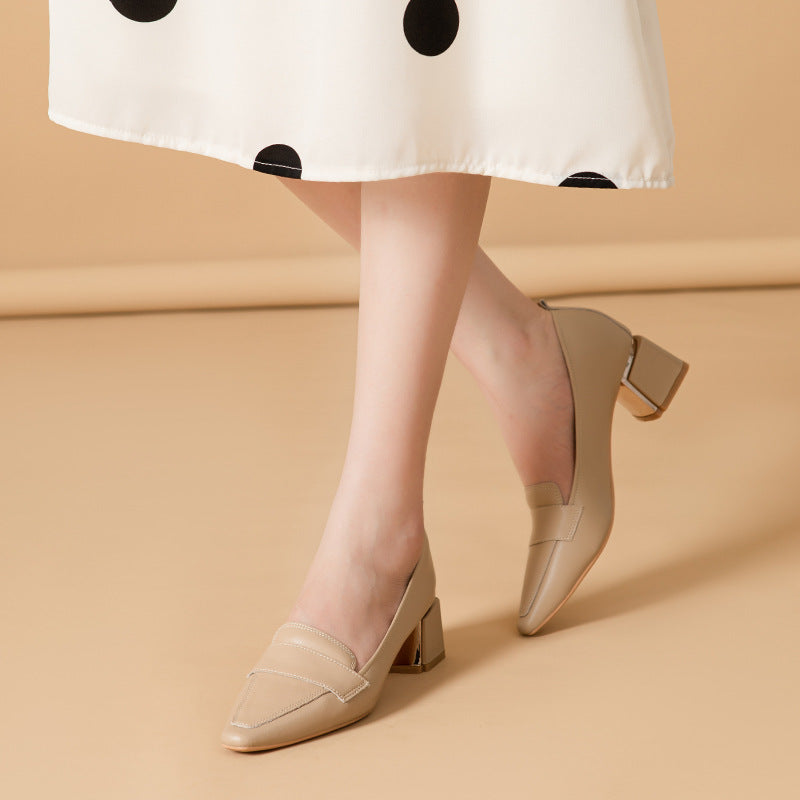 Women's Square Toe Comfortable Soft Pumps Commuter Outer Wear Deep Women's Fashion Shoes