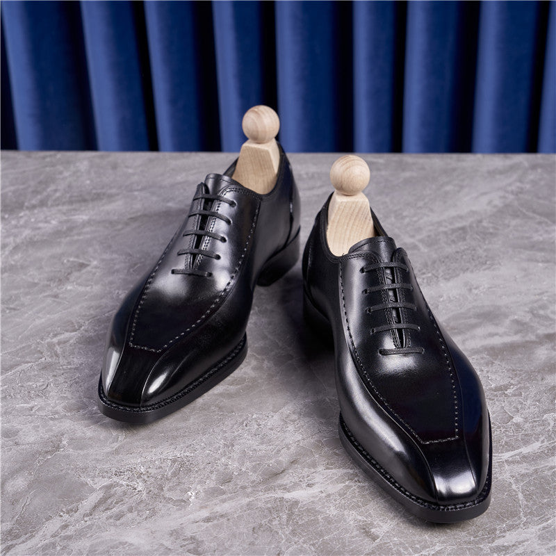 Men's Vintage Oxford Handmade Square Toe Laces Business Leather Shoes