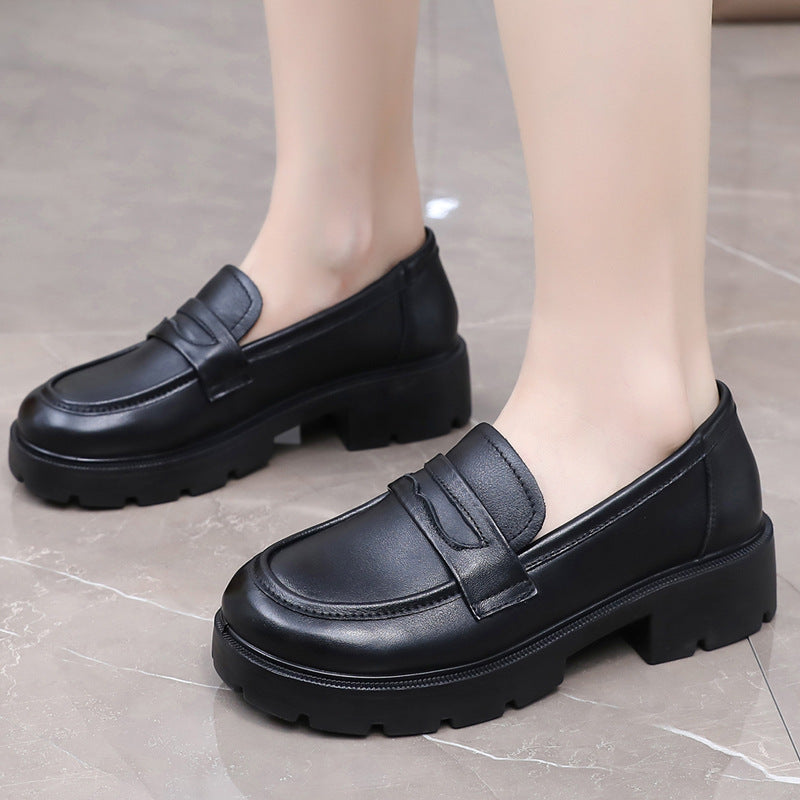 Women's First Layer Pumps Thick Bottom Korean Loafers
