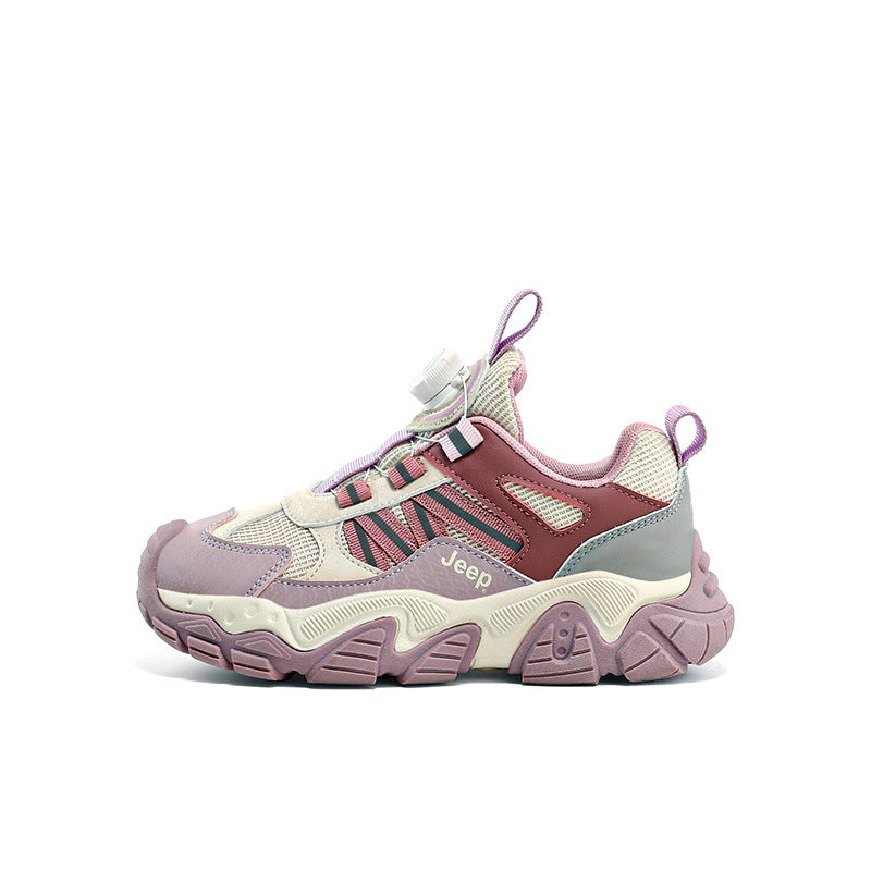 Children's Soft Bottom Breathable Clunky Rotating Button Sneakers
