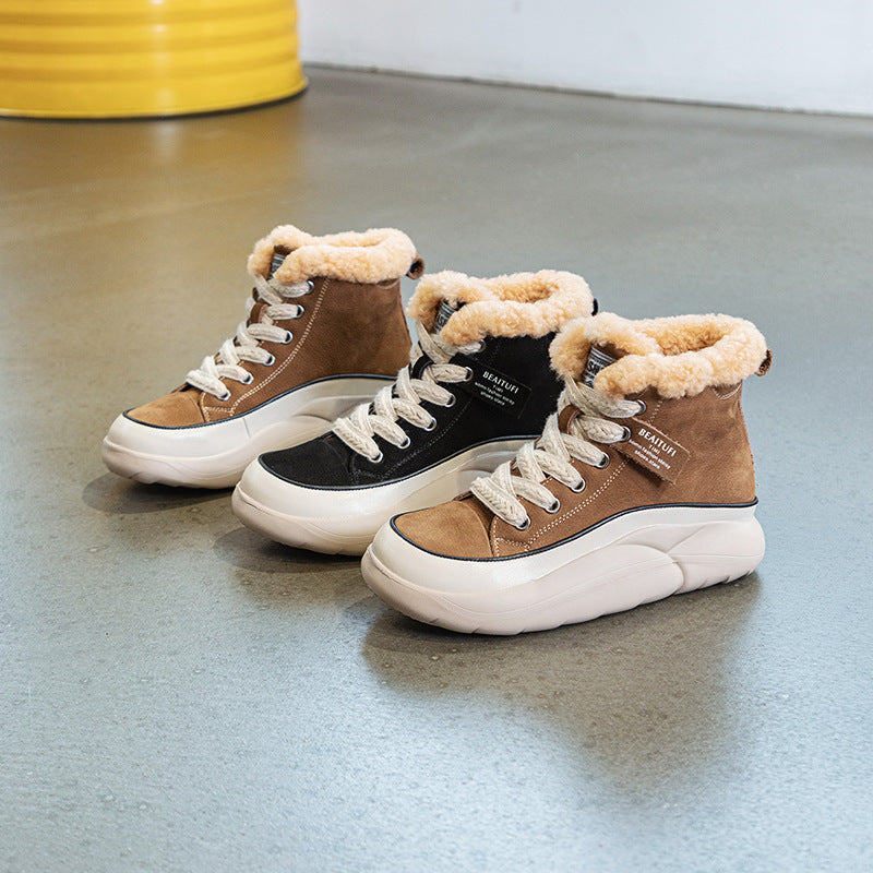 Women's Genuine Skinny Short Ankle Fleece-lined Warm Women's Shoes