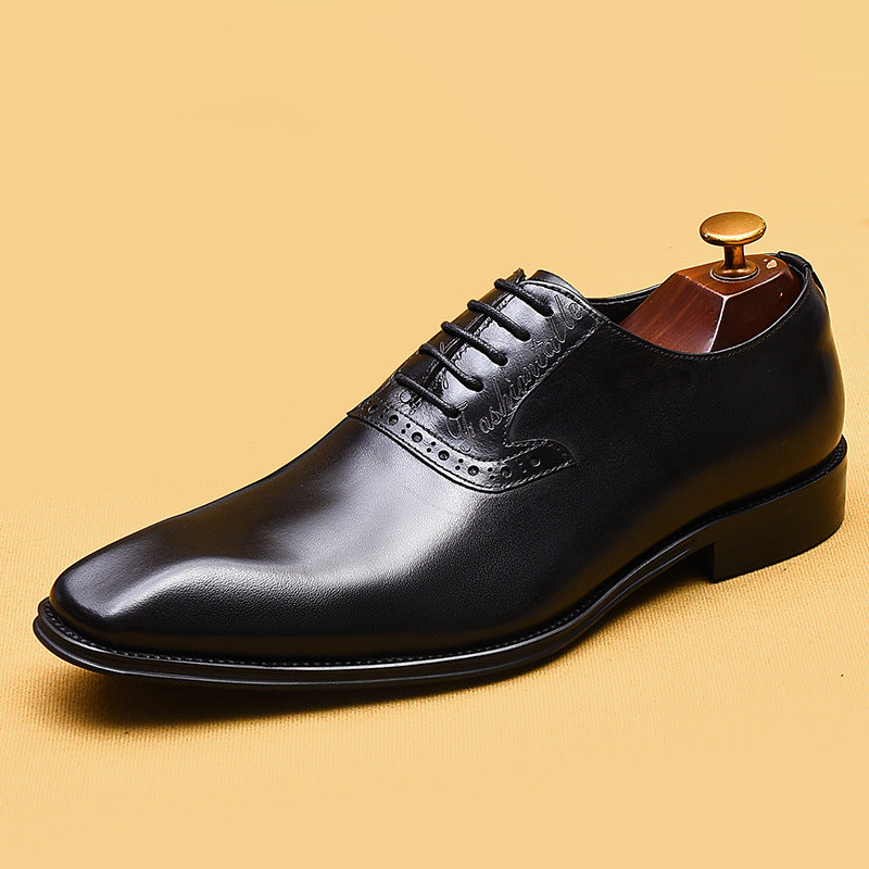 Men's British Formal Wear Genuine Pointed Oxford Men's Business Leather Shoes
