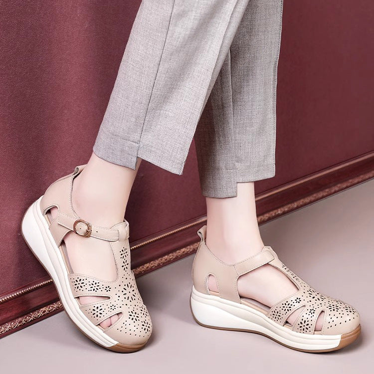 Women's Platform Toe Cap Wedge Summer Mom Sandals