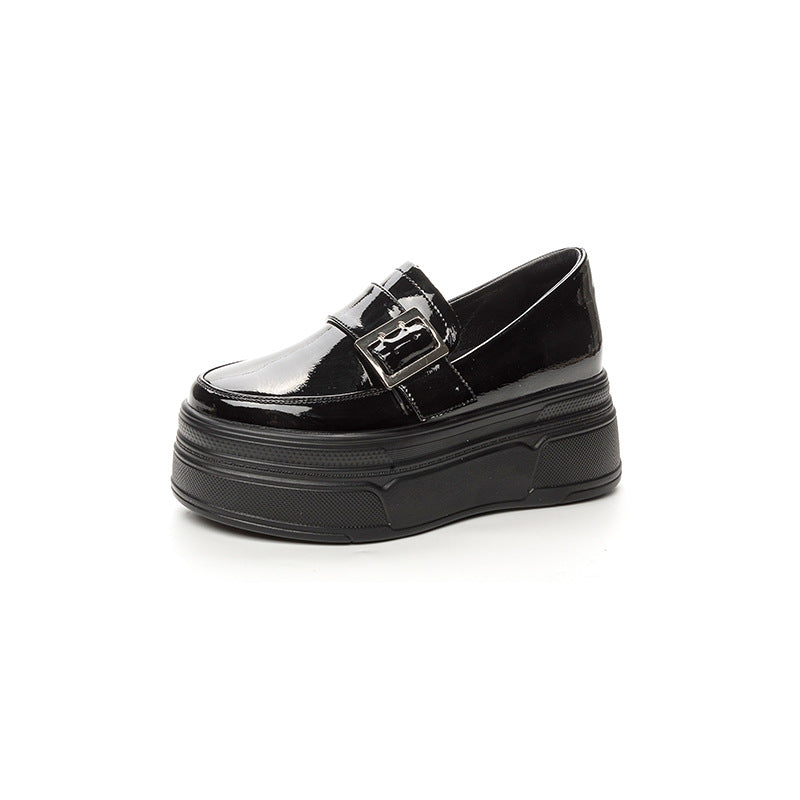 Women's Bottom Round Head Preppy Style Height Loafers