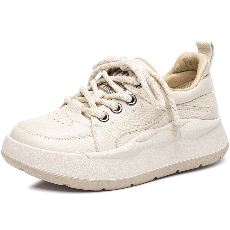 Women's Dad Spring Genuine Round Head Sports Comfortable Flat Sneakers