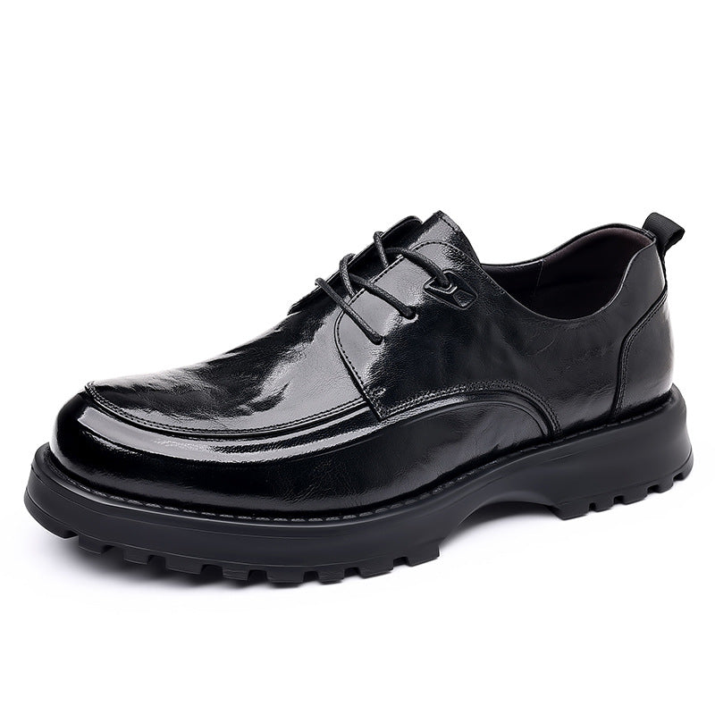 Men's Spring Sheepskin Thick Sole Increased Formal Leather Shoes