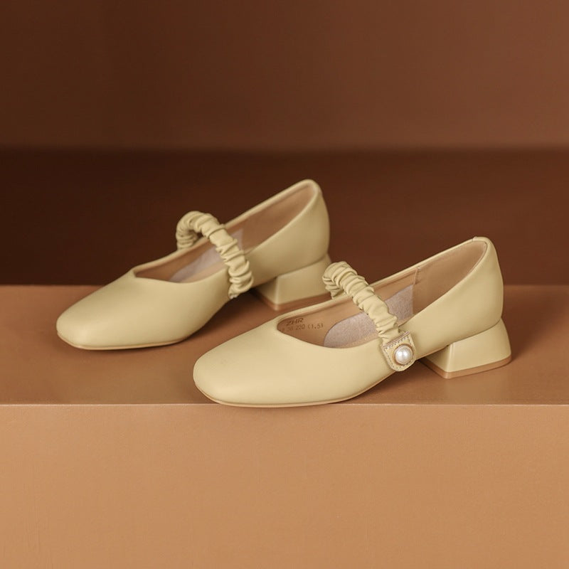 Women's Mary Jane Square Toe Low-cut Small Chunky Men's Shoes