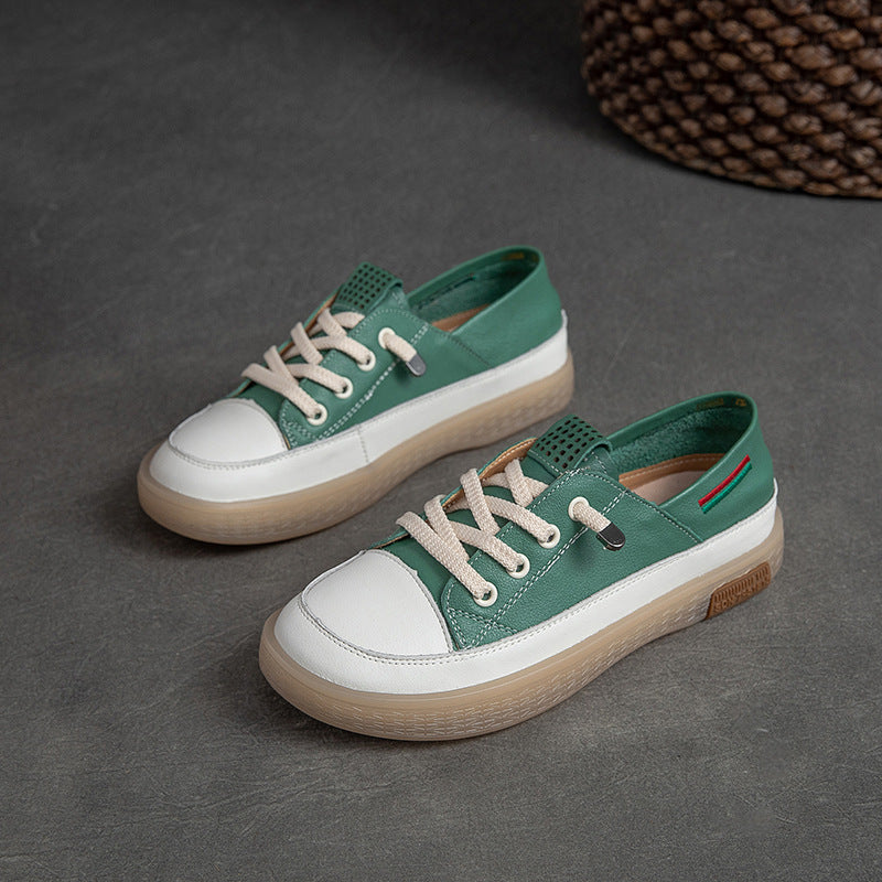 Women's Shu Autumn Low-cut Flat Pumps Round Toe White Solid Casual Shoes