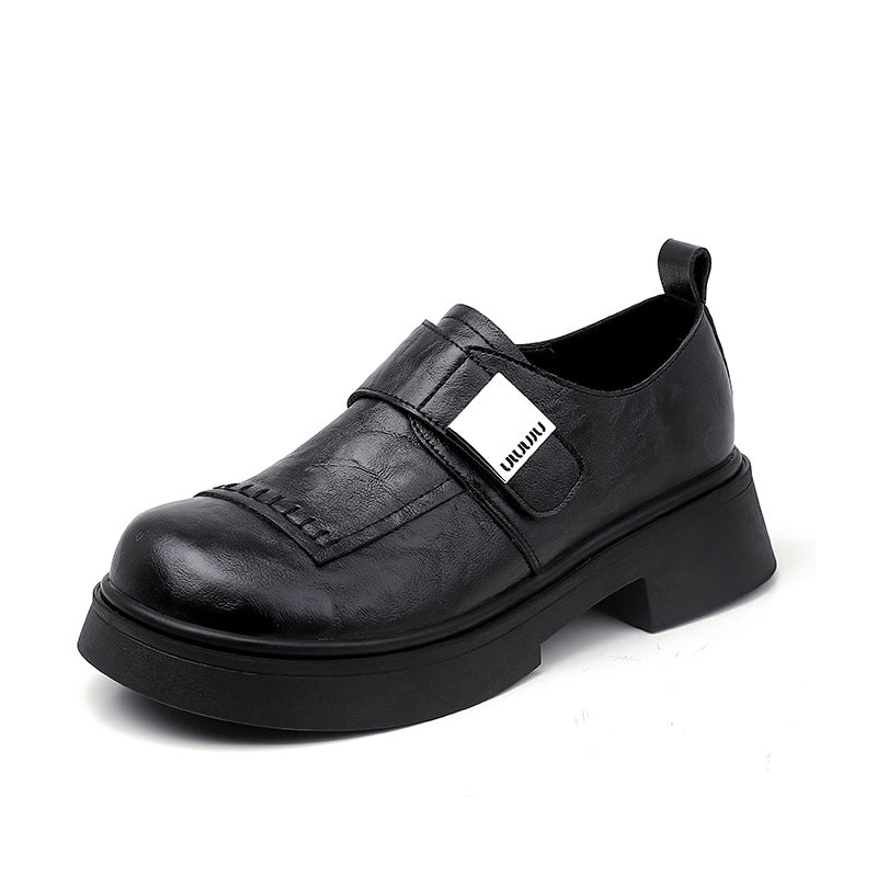 Women's Washed Soft Retro British Style Small Leather Shoes